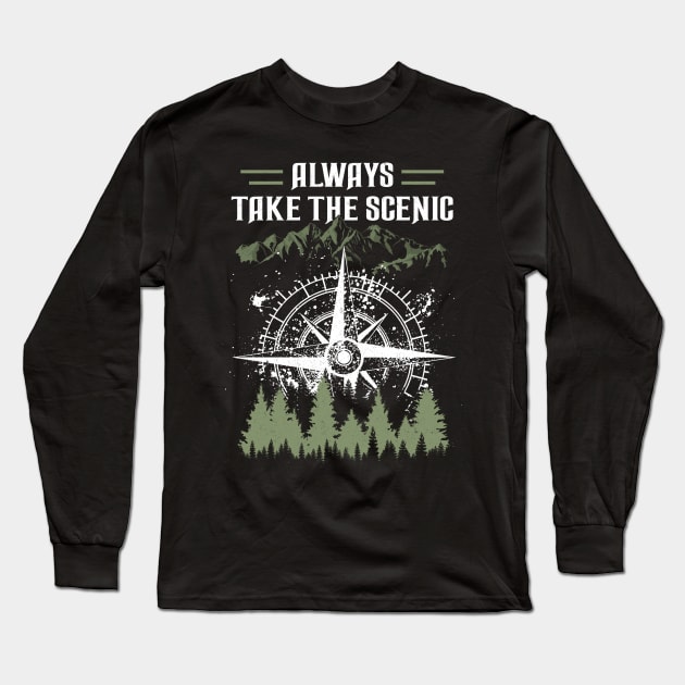 Always Take The Scenic Route Long Sleeve T-Shirt by ANGELA2-BRYANT